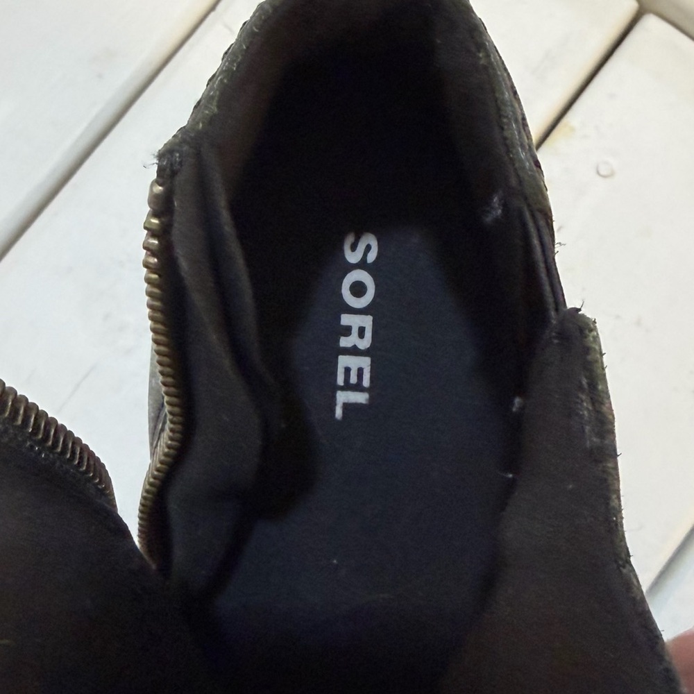 Sorel Women's Joan of Arctic Wedge II Zip Bootie Black Waterproof Leather Sz 7.5 - Picture 9 of 11